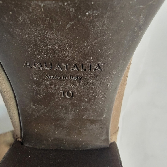Aquatalia Ilena Heel Boots Sz 10 Suede Ankle Booties Tan - Picture 11 of 11